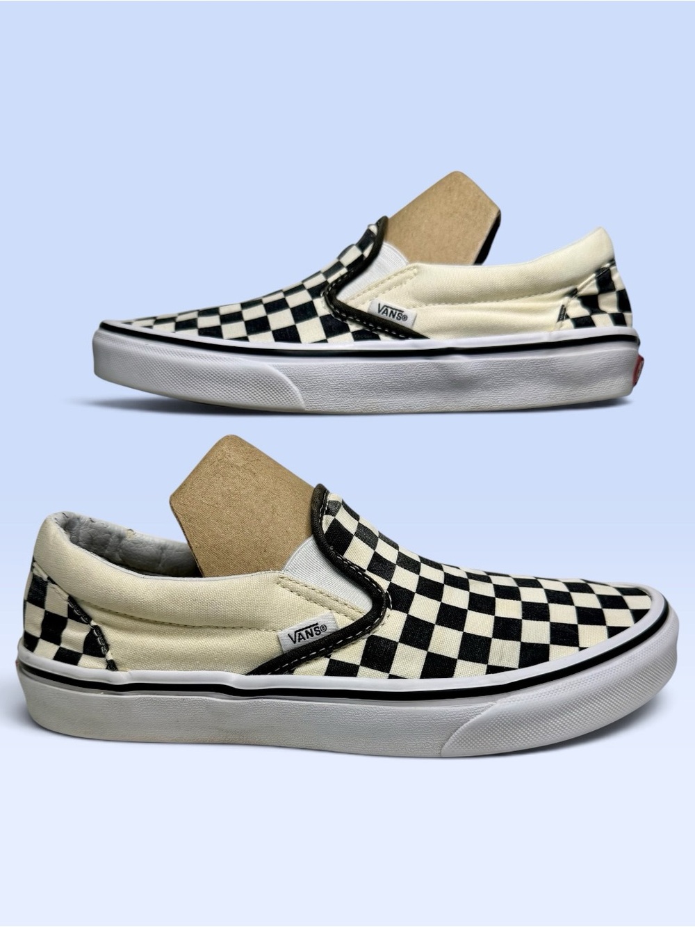 Vans Classic Checkerboard Slip-On Skate Shoes Black & Off-White 7.5 Men/9.0 Wmn - Picture 7 of 12